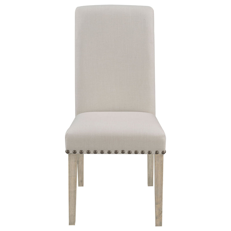 Upholstered Dining Chair With Rolled Edge Seat Back (Set of 2) - Beige