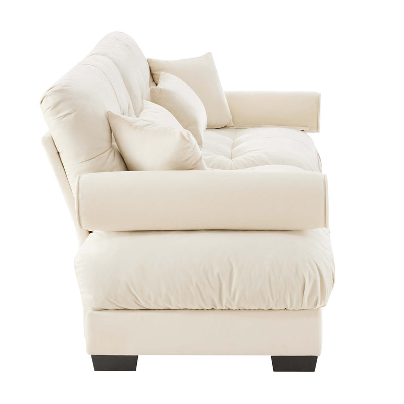 Modern Oversize Sofa With Cloud Like Comfort, Featuring Waist And Throw Pillows