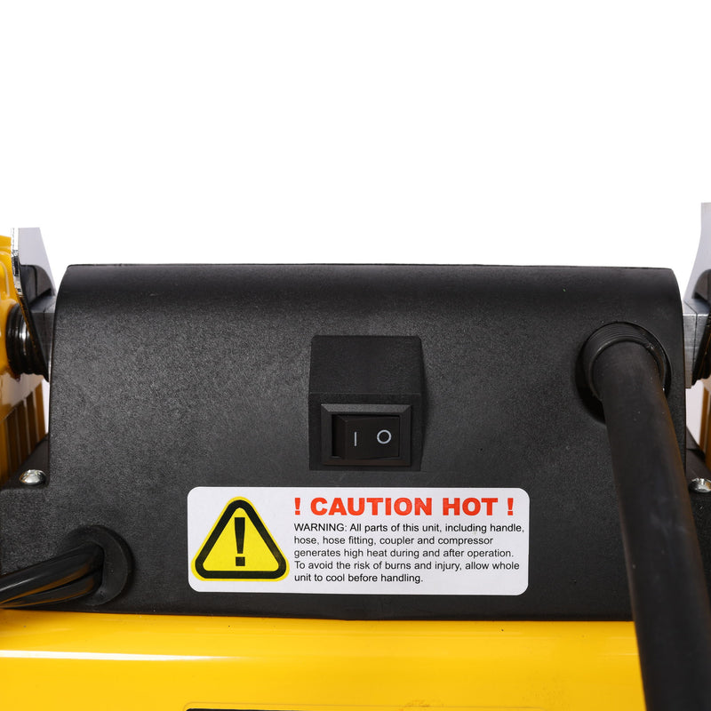 Heavy Duty 12V Dual Cylinder Air Compressor, Tire Inflator With Gauge - Yellow / Black
