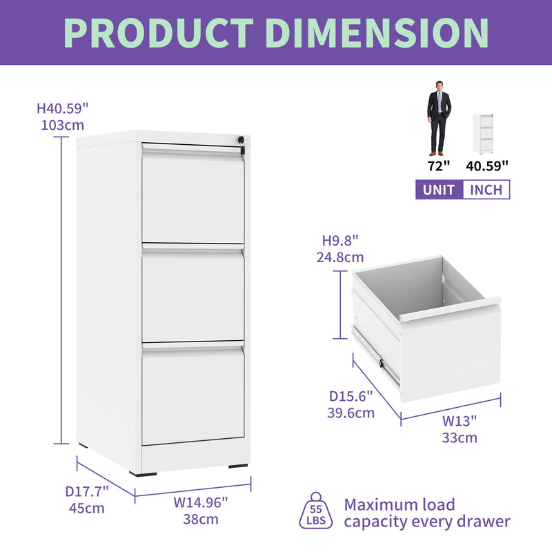 Steel Drawer Vertical File Cabinet With Lock For A4 Legal / Letter Size