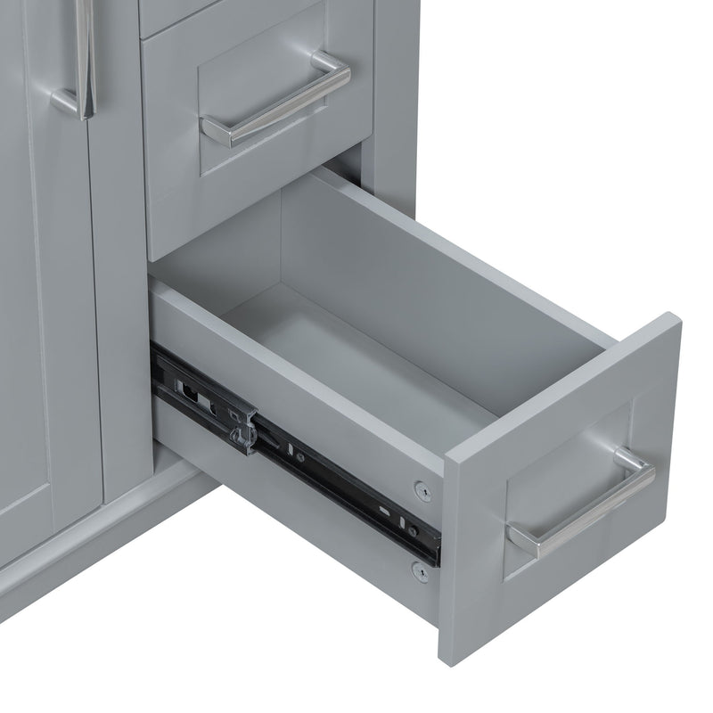 Modern Bathroom Vanity With Sink, Flip Drawer & 3 Drawers, Soft Close Hinges, Adjustable Shelf