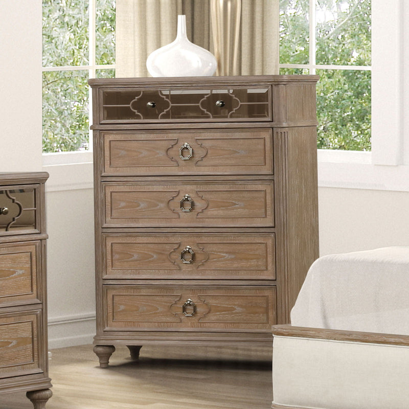 1 Piece Chest, Back Dovetail Drawers, Bedroom Furniture - Oak / Rustic
