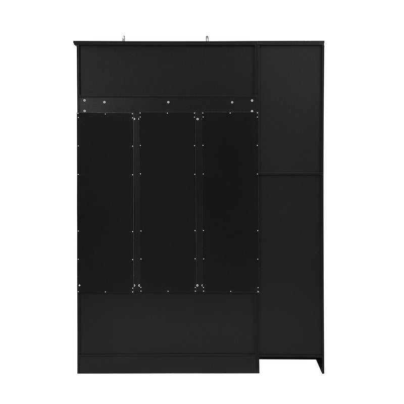 Tall Hall Tree With Shoe Storage, 4 In 1 Entryway Bench With 6 Cabinets, 4 Coat Hooks & Adjustable Shelf For Hallway - Black