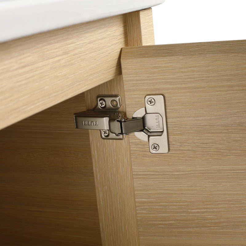 Wall Mounted Bathroom Vanity With Sink And Storage Shelves, Soft Close Doors