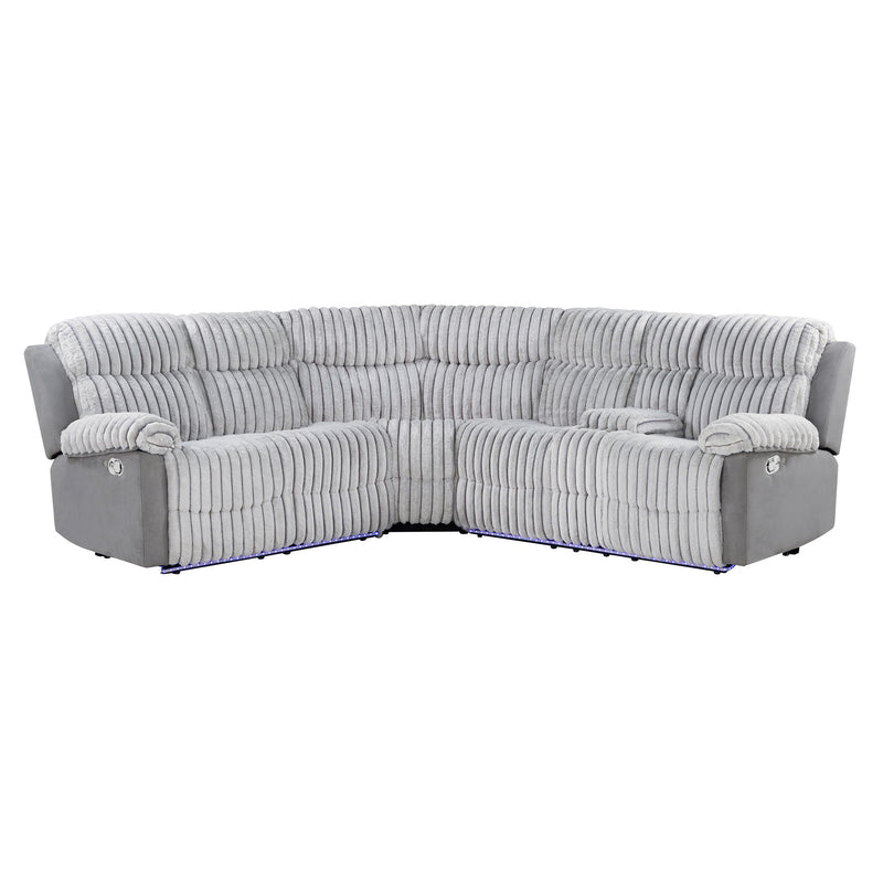Bruni - Sectional Sofa With LED Lighting And Manual Recline - Gray