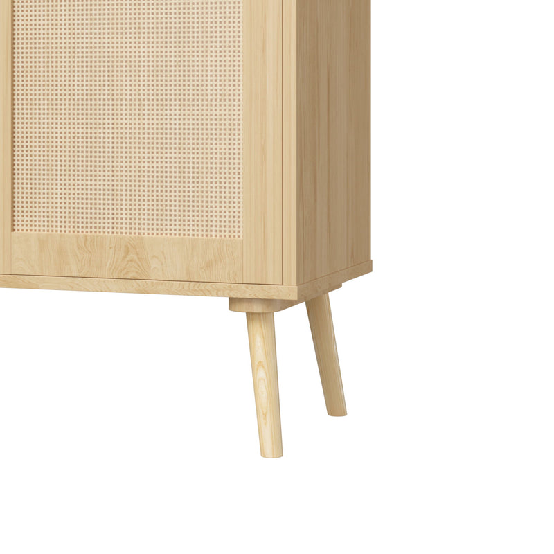 Dresser With Drawers And Adjustable Shelf - Antique Natural / Rattan