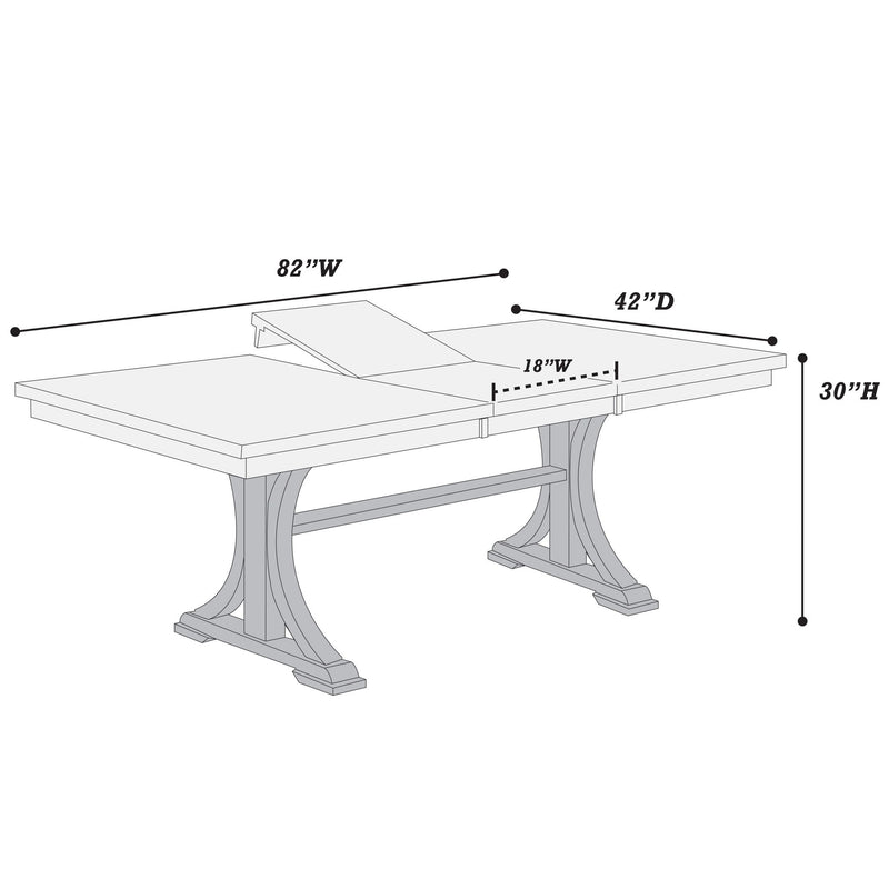 Rectangle Dining Table With Butterfly Leaf, Trestle Base - Charcoal
