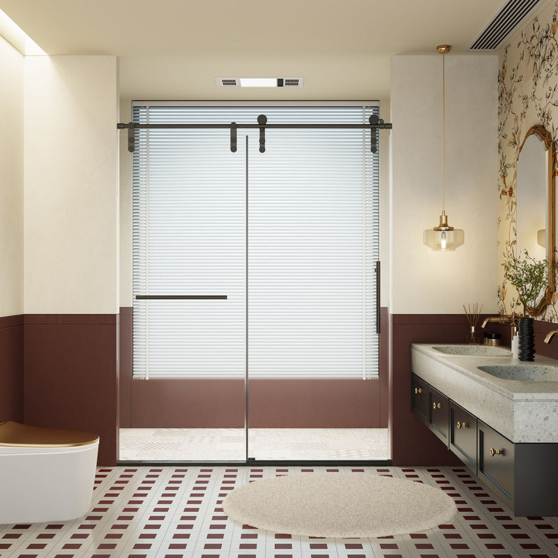 Frameless Single Sliding Shower Doors With Towel Rail & Handle