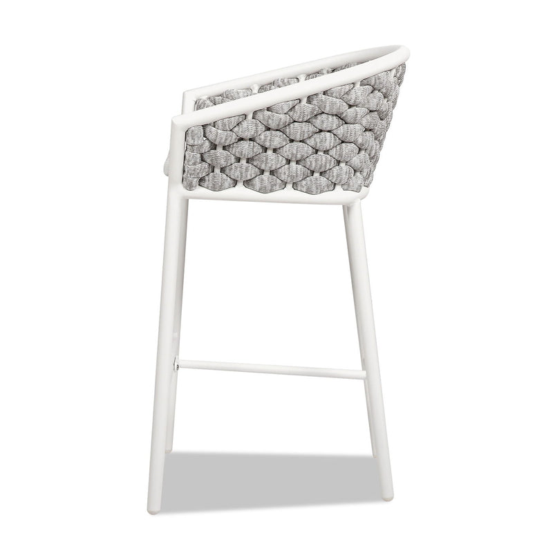 Rowan - Rope Barrel Low Back Patio Counter Stool (Set of 2) - White