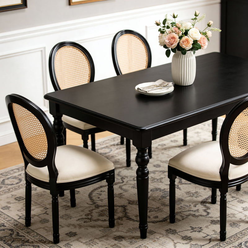 Dining Chairs, Upholstered With Round Back (Set of 2) - Black