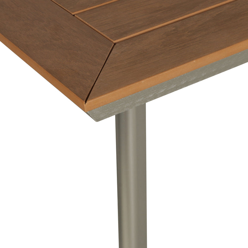 Outdoor Dining Table With Eucalyptus Wood Topped - Silver