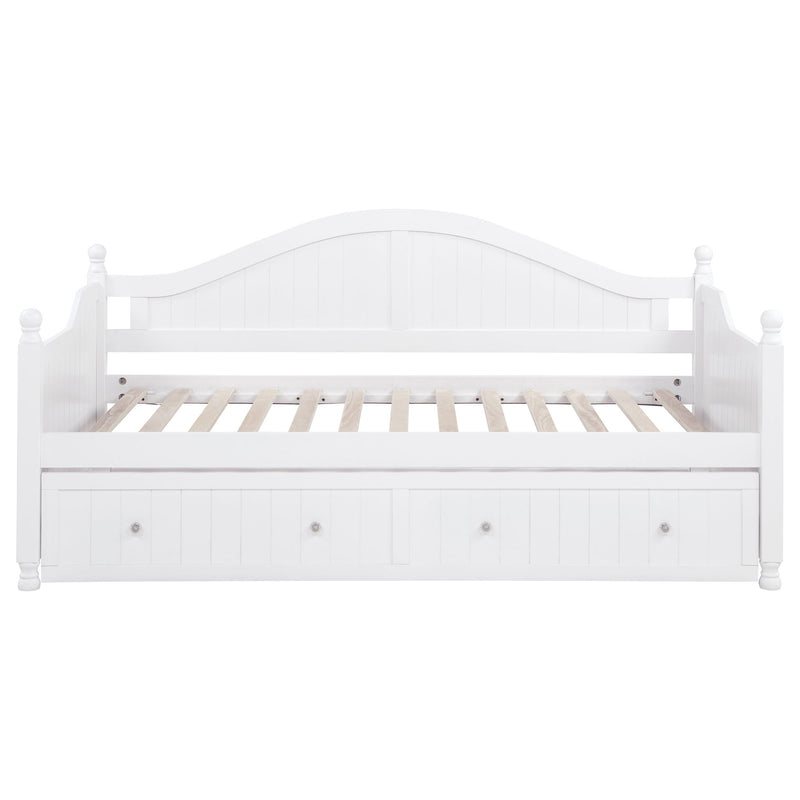 Twin Daybed With Trundle Storage Bed - White