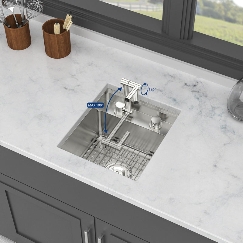 Modern Undermount Bar Sink With Folding Faucet
