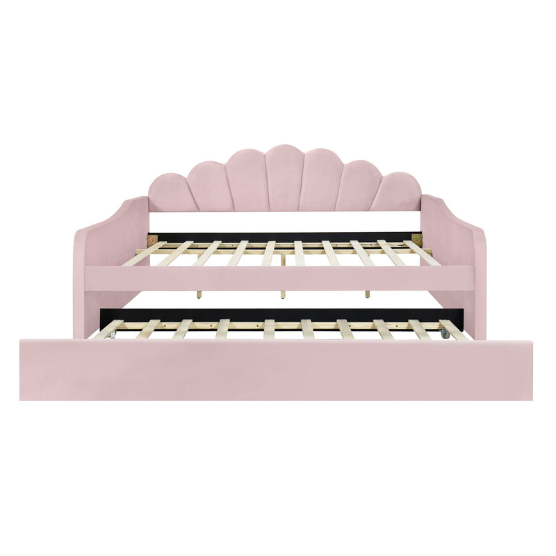 Upholstery Daybed Frame With Shell Shaped Backrest