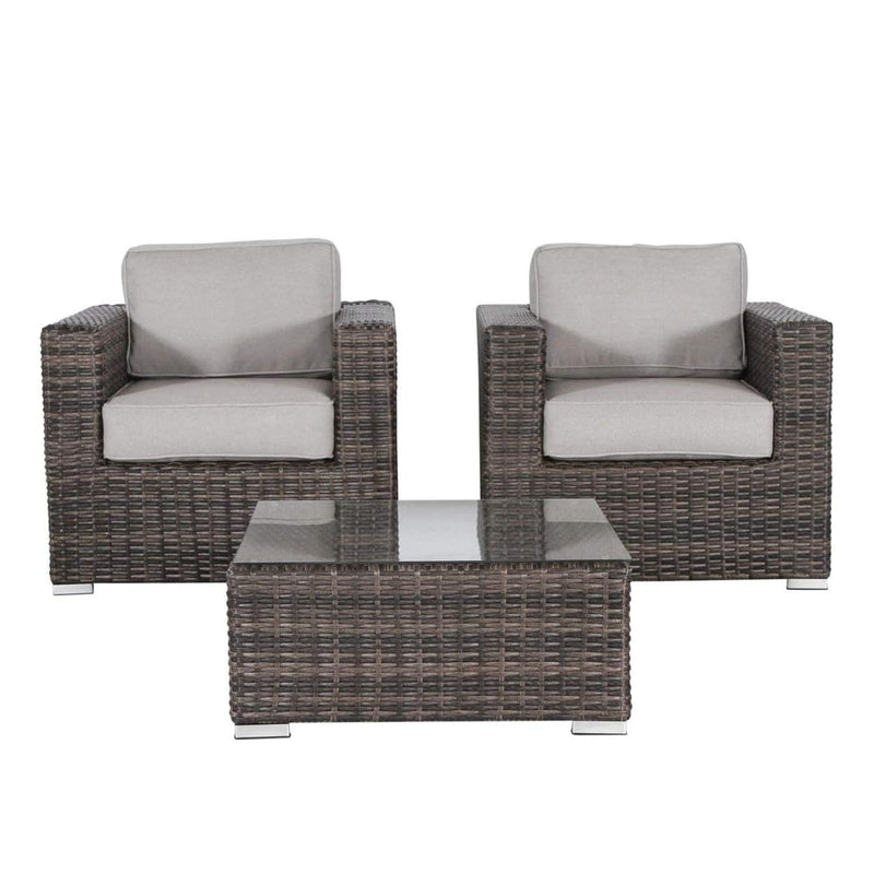 Wicker Seating Group Set With Table And Cushions