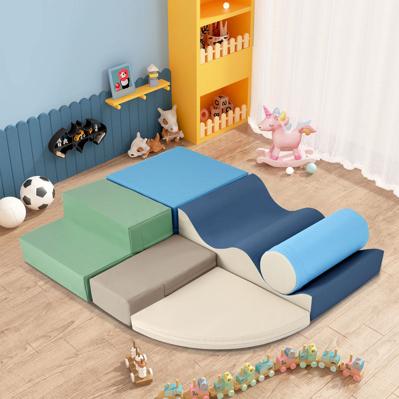 Soft Climb And Crawl Foam Playset 6 In 1, Soft Play Equipment Climb And Crawl Playground For Kids, Kids Crawling And Climbing Indoor Active Play Structure - Colorful