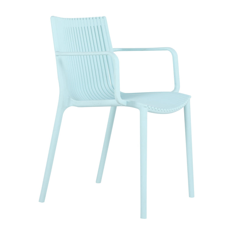 4 Modern Stackable Plastic Armchair Matched With Round Table