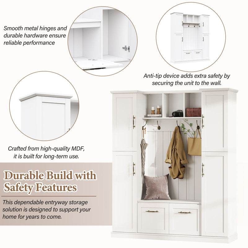 Hall Tree With 4 Side Cabinets