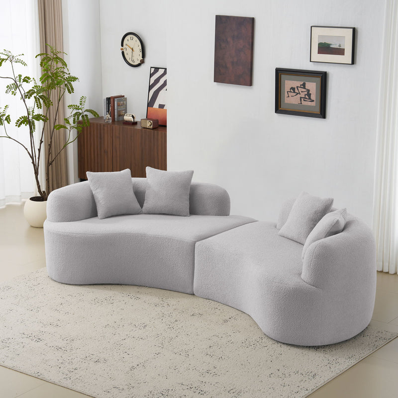 Curved 4 Seater Sofa For Small Spaces - Gray