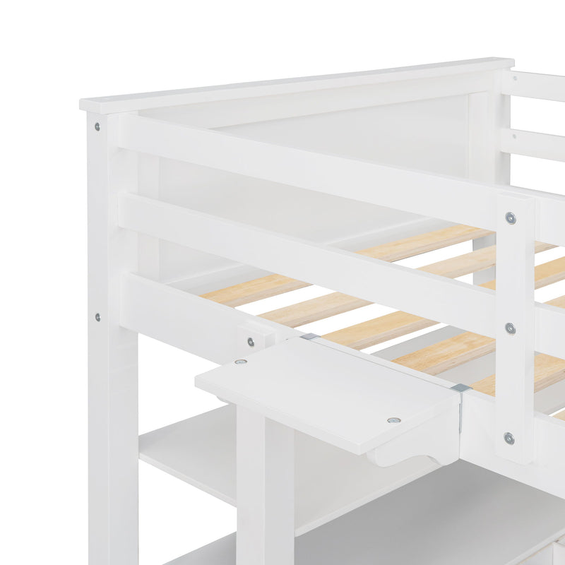 Loft Bed With Drawers With Desk And Shelves