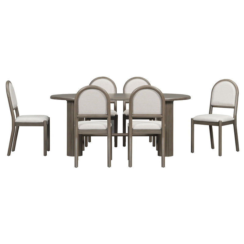 Oval Dining Table Set For 6 With 6 Upholstered Chairs