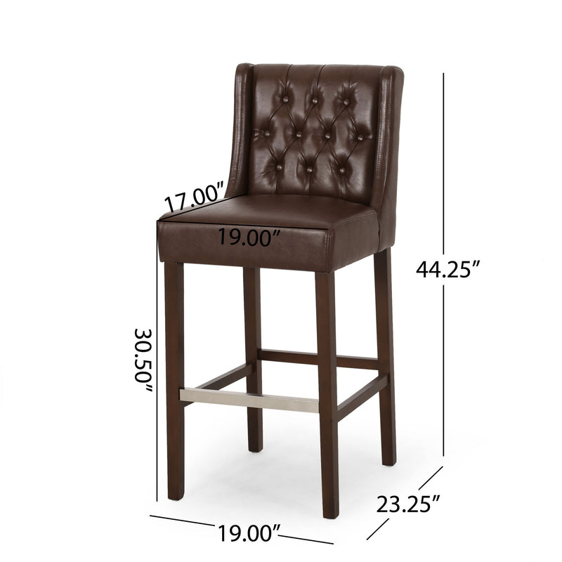 Solstara - Upholstered Dining Barstool With Button Tufted And Wing Back