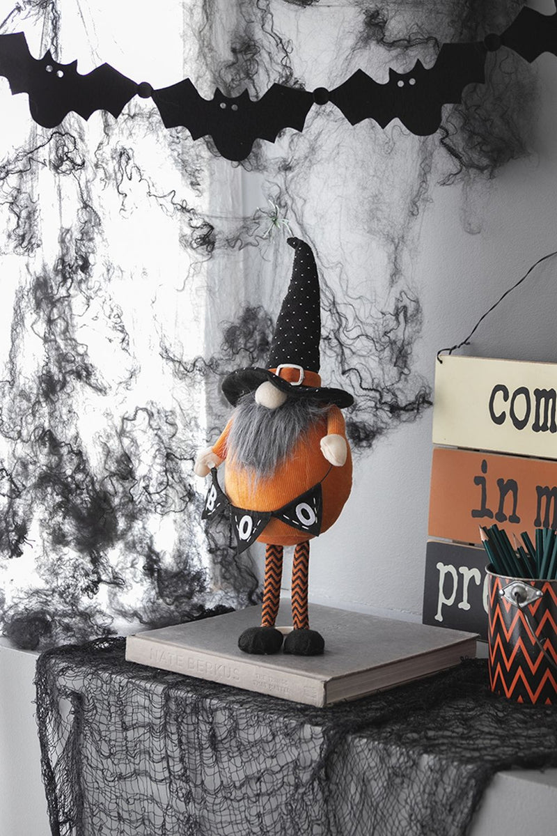 Standing Gnome With Gnome & Holding Banner, For Halloween Decor