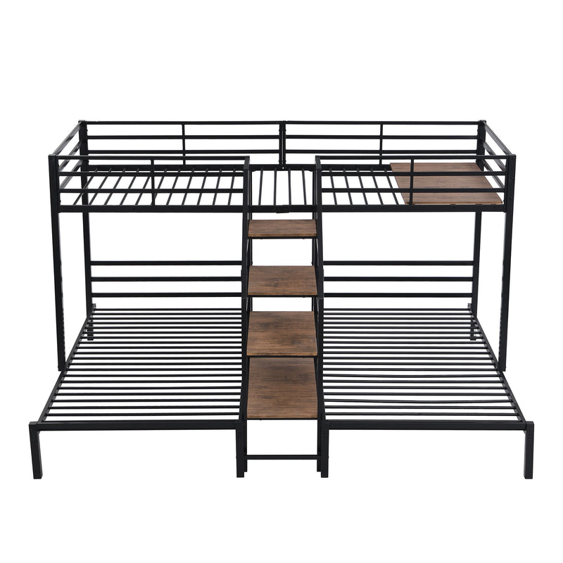 Metal Bunk Bed With Storage Shelves Staircase