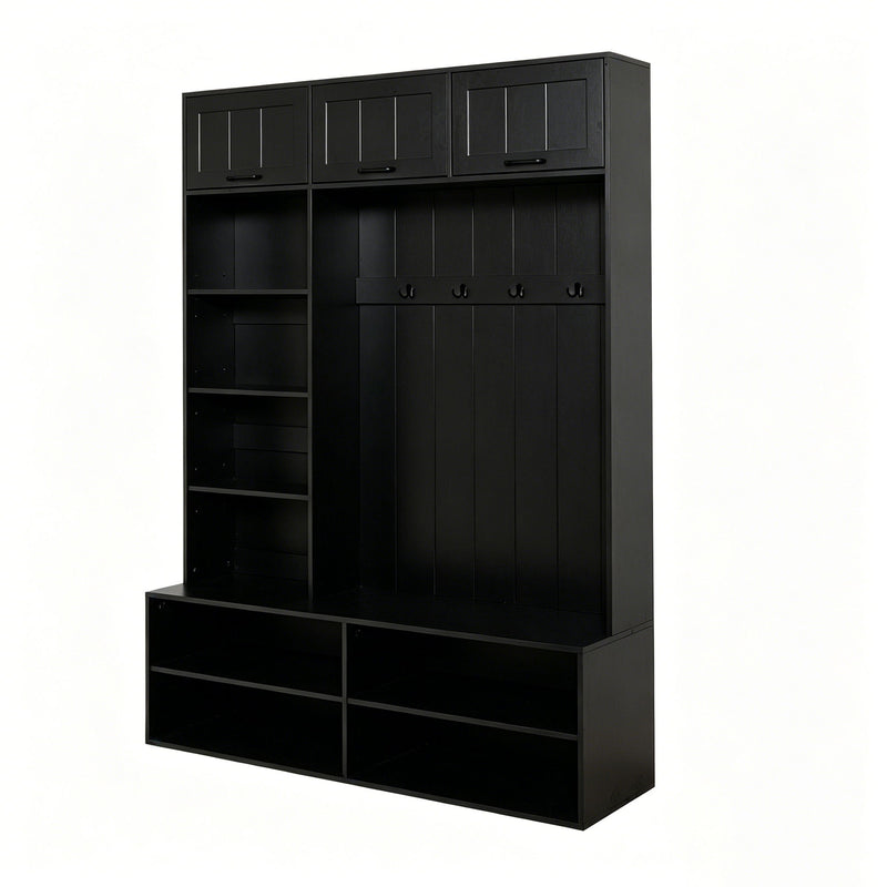 Farmhouse Hall Tree & Bench And Shoe Storage