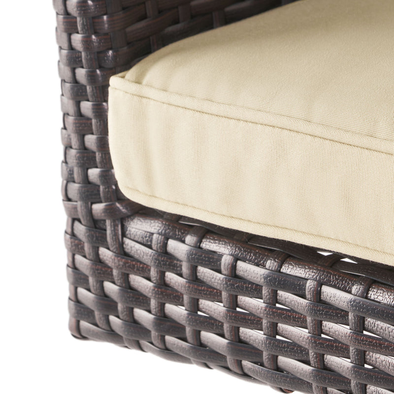 Outdoor Modern Rattan Swivel Barstool With Tapered Legs - Beige / Multibrown