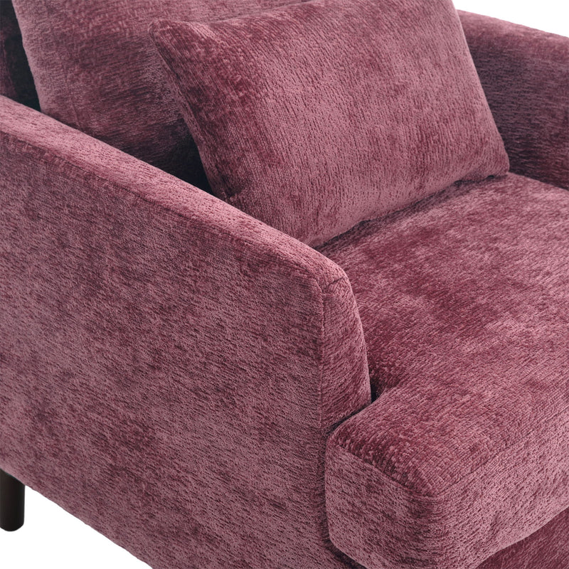 Modern Mid Century Wood Frame Armchair With Tufted Design