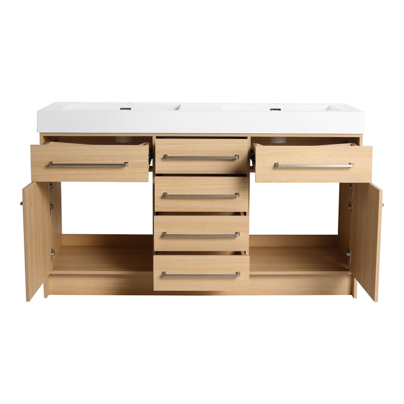 Freestanding Bathroom Vanity With Resin Sink, Soft-Closing Doors And Drawers