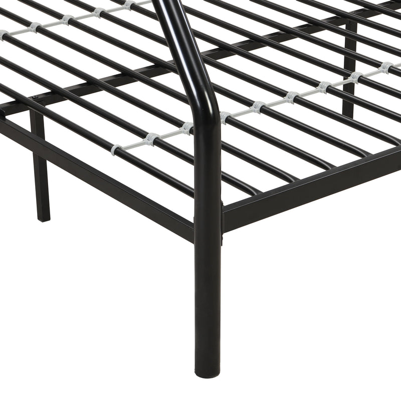 Modern Twin Over Full Metal Bunk Bed With Trundle And Dual Side Ladder And Metal Design - Black / Brown