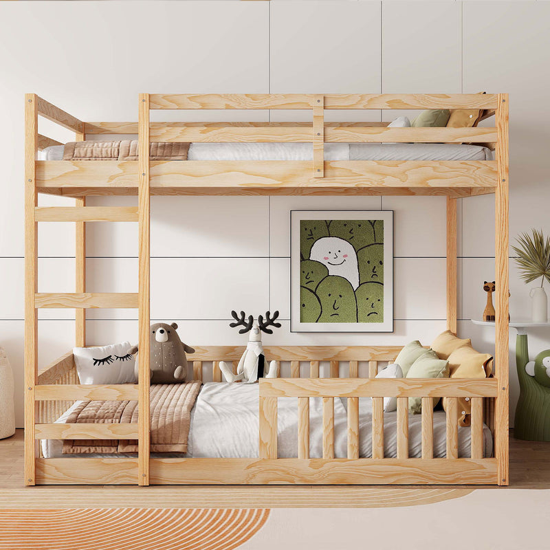 Stylish Bunk Bed With Ladder And Guardrails