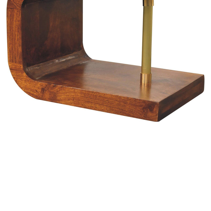 S Curve Brass Bedside Table - Dark Brown