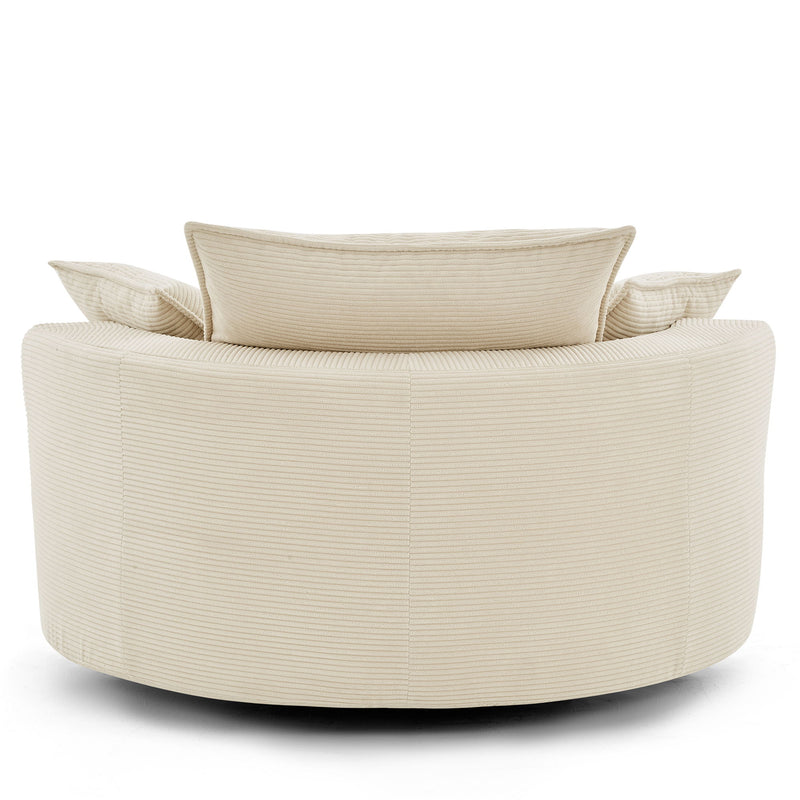 360° Swivel Accent Barrel Chair With Dual Layer Cushion And 3 Removable Pillows