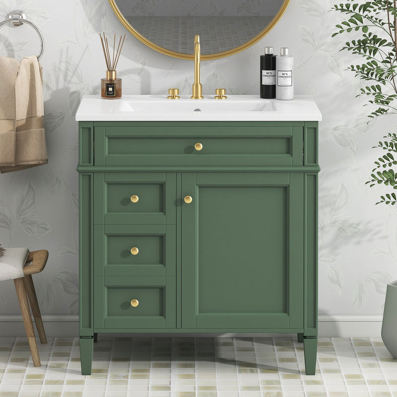 Bathroom Vanity With Top Sink, Storage Cabinet With 2 Drawers, Tip Out Drawer