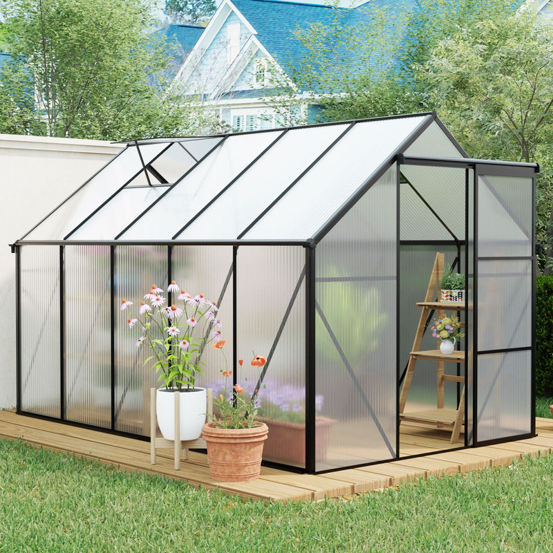 Polycarbonate house Raised Base And Anchor Aluminum Heavy Duty Walk-In houses For Outdoor Backyard In All Season