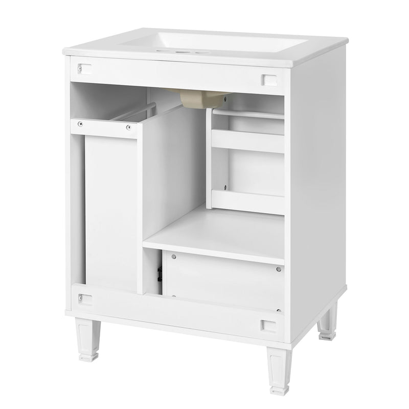 Bathroom Vanity With Sink, Deep Drawer, Door Shelf, 2 Tier Basket