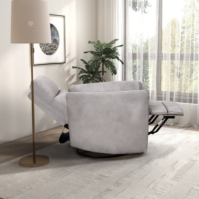 Lawson - Swivel Glider Suede Recliner Chair - Gray