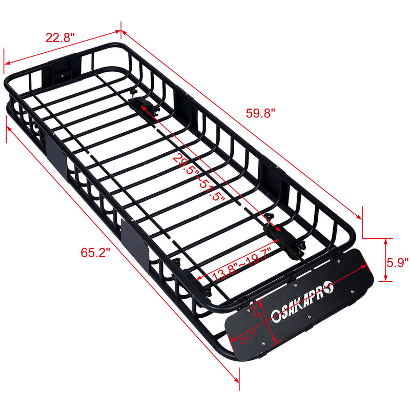 Motoring Rooftop Cargo Carrier Basket Steel, Universal Fit Roof Rack