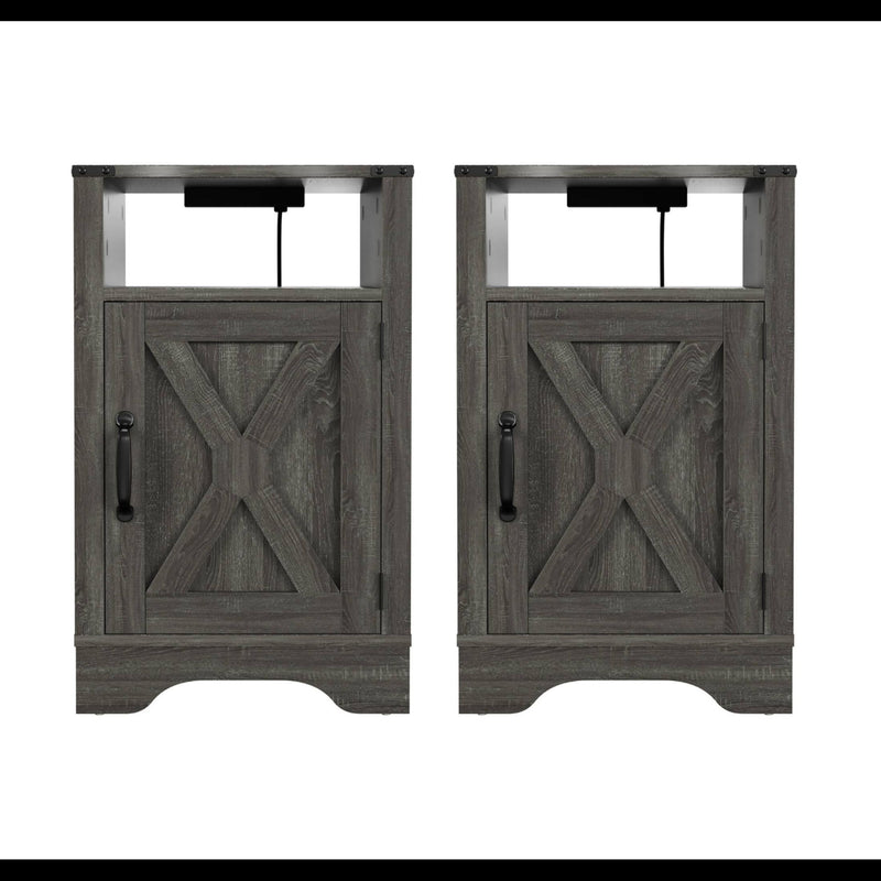 Farmhouse Nightstand, Charging Station & Storage