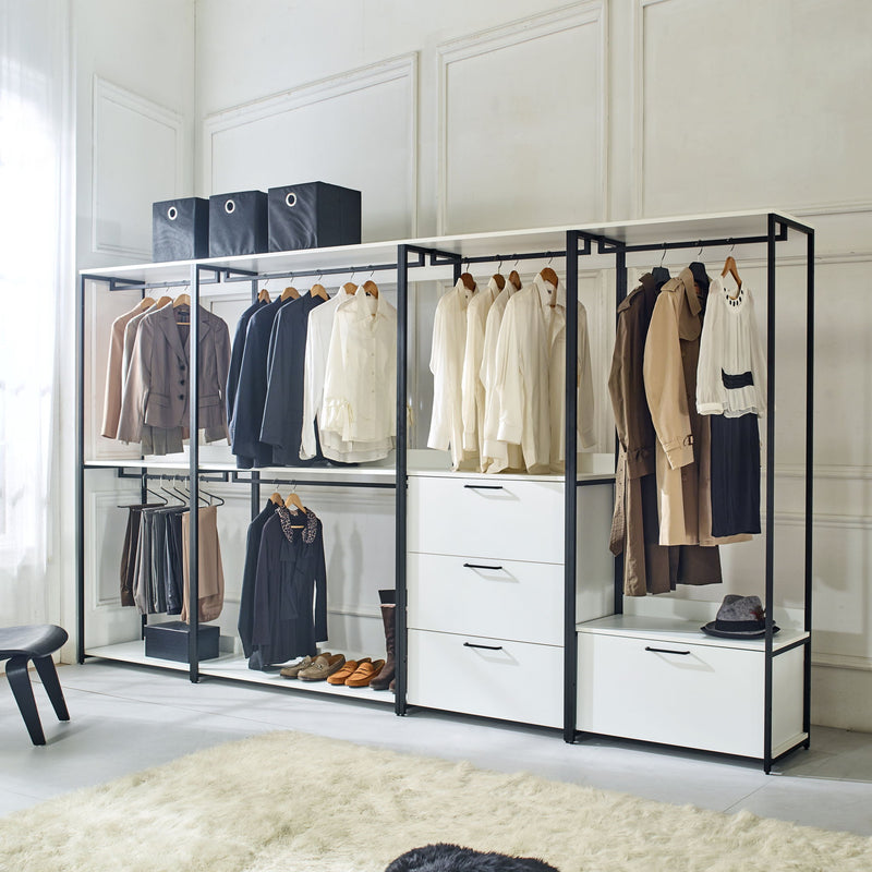 Fiona - Contemporary Wood And Metal Walk In Closet With Drawers