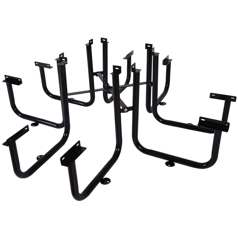 Square Outdoor Steel Picnic Table, With Umbrella Pole
