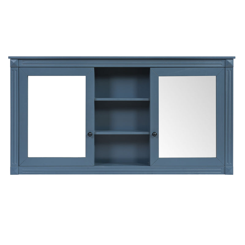 Modern Wall-Mount 2 In 1 Mirror Cabinet With Adjustable Shelves, Soft-Closing Hinges