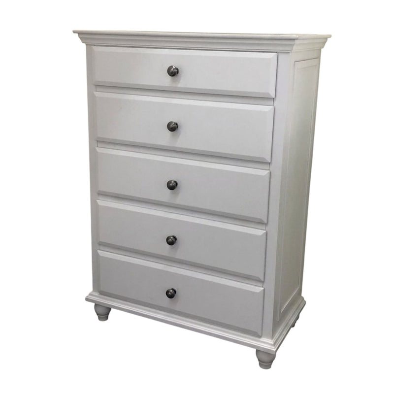 1 Piece Chest 5 Drawers Knob Handles Bedroom Furniture - White