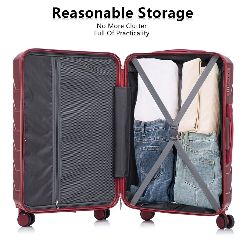 3 Pieces Set 20" / 24" / 28" Spinner Wheel Luggage With Combination Lock