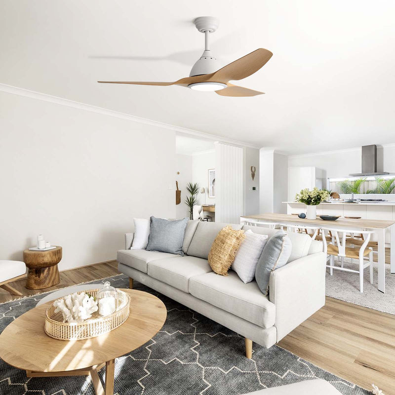 Ceiling Fan With Light 22W 3 Color Dimmable LED Memory Function Ultra Quiet Reversible DC Motor 1H 4H 8H Timer - Matte White