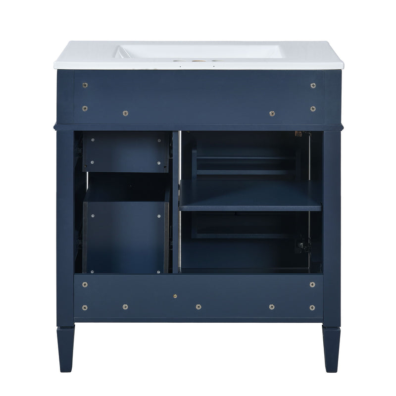 Bathroom Vanity With Top Sink, 2 Drawers & Tip Out Drawer