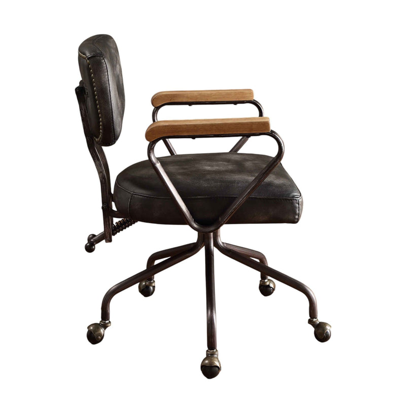 Hallie - Top Grain Leather Office Chair - Vintage Black